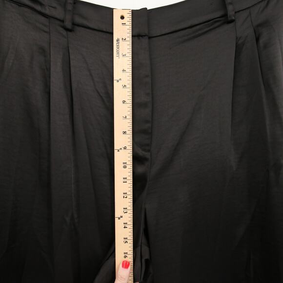 Vince Camuto Pants Black Wide Leg Front Pleat Satin Trouser Workwear Casual 22W - Picture 9 of 14